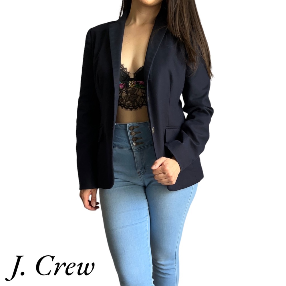 J. Crew Women's Navy Blue Blazer/Suit Jacket, Double button, Cotton, Size 4